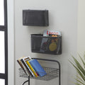 Set Of 2 Modern 7 And 8 Inch Black Decorative Iron Mesh Baskets