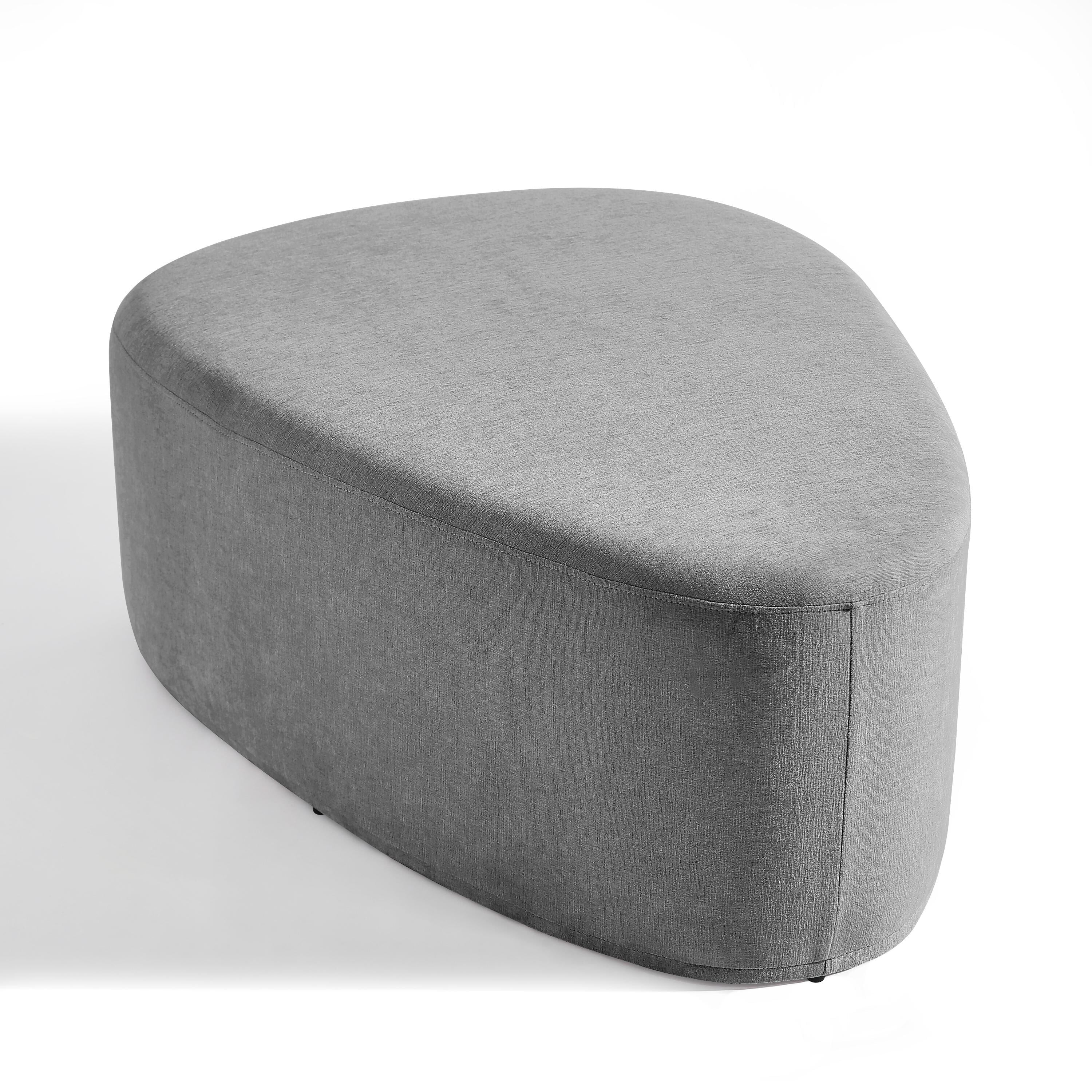 Set Of 2 Modern Chenille Upholstered Rounded Cheese Block Ottoman