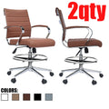 Set Of 2 Modern Designer Ergonomic Office Drafting Chair Office With Arms Ribbed Computer Brown