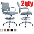Set Of 2 Modern Designer Ergonomic Office Drafting Chair Office With Arms Ribbed Computer Gray
