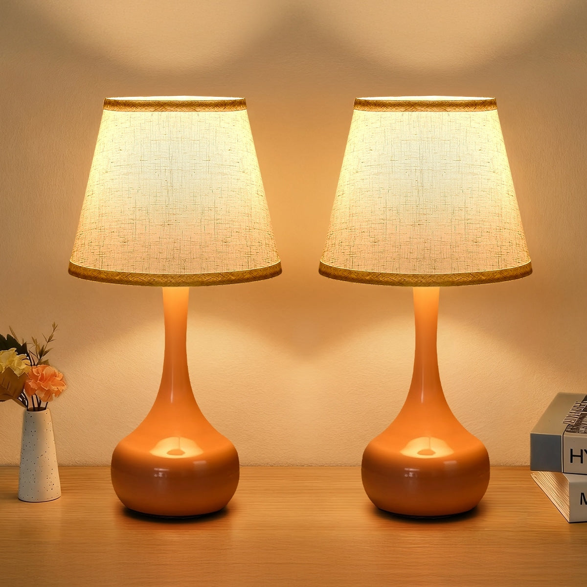 Set Of 2 Modern Farmhouse 17 Dimmable Table Lamps Bulb Included