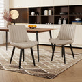 Set Of 2 Modern Pu Leather Dining Chairs With Thick Cushions Metal Legs Armless Faux Leather Side Chairs For Dining Room