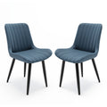 Set Of 2 Modern Pu Leather Dining Chairs With Thick Cushions Metal Legs Armless Faux Leather Side Chairs For Kitchen