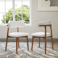Set Of 2 Modern Pu Leather Seat Dining Chairs With Rubberwood Legs