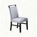 Set Of 2 Modern Upholstered Dining Chairs With Wooden Pull Handle Solid Wood Frame Charcoal Fabric