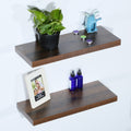 Set Of 2 Modern And Contemporary Antique Walnut Floating Shelves 9.25 23.62 1.5 Inches