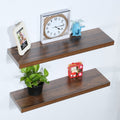 Set Of 2 Modern And Contemporary Antique Walnut Floating Shelves 9.25 31.5 1.5 Inches