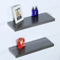 Set Of 2 Modern And Contemporary Black Oak Floating Shelf 9.25 23.62 1.5 Inches