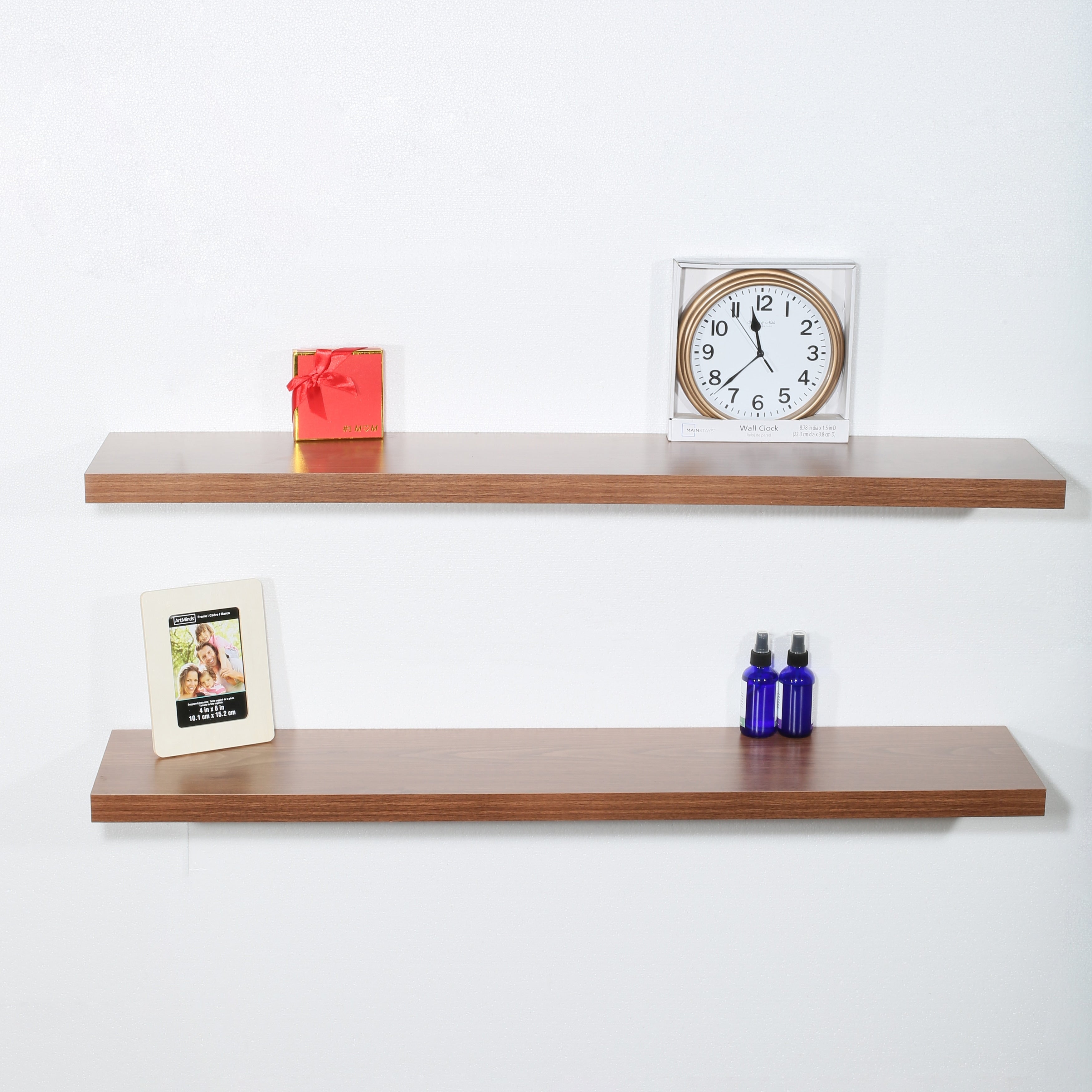 Set Of 2 Modern And Contemporary Jd Walnut Floating Shelf 47.2 9.25 1.5 Inches