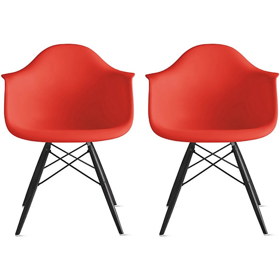 2Xhome Set Of 2 Plastic Chair Accent Chairs Modern Designer Colors Dining Chair With Arms Molded Shell Desk Task Office Work