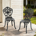 Set Of 2 Non Stackable Black Cast Aluminum Outdoor Dining Chairs