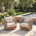 Set Of 2 Outdoor Swivel Patio Chairs 360 Rotating Patio Accent Chairs With Faux Wood Aluminum Frame
