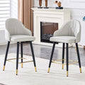 Set Of 2 Pu Leather Bar Stools 37.7 High 25 Seat Height Gold Accent Footrest Ideal For Kitchen Island Home Bar Dining Area
