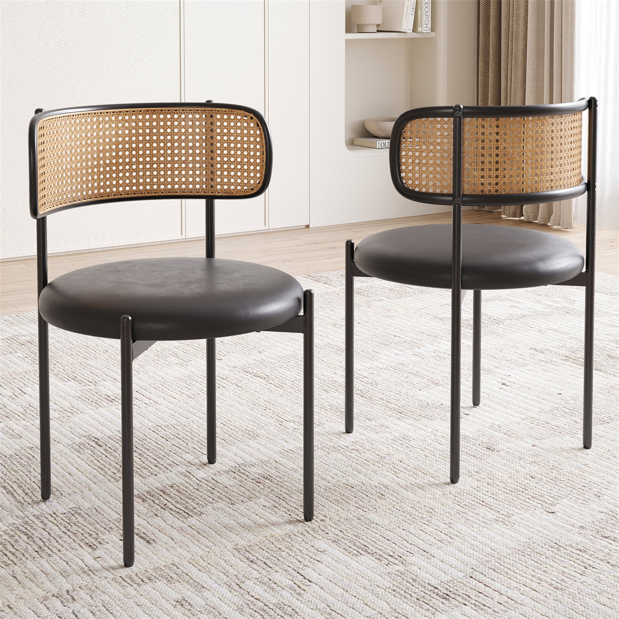 Set Of 2 Pu Leather Dining Chairs