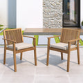 Set Of 2 Patio Dining Chairs Comfortable Waterproof Seating With Removable Cushion
