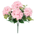 Set Of 2 Pink Artificial Hydrangea Flower Stem Bush Bouquet 19In 19 L X 12 W X 12 Dp