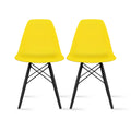 2Xhome Set Of 2 Black Plastic Chair Dark Black Wood Legs Dining Accent Work Home Office Eiffel Dowel Side Dsw With Back No Arms