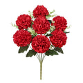 Set Of 2 Red Artificial Ball Mum Pom Pom Flower Stem Bush Bouquet 16In 16 L X 9 W X 9 Dp