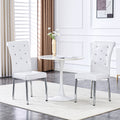 Set Of 2 Retro Alligator Skin Upholstered Dining Chairs With Crystal Buckle Design And Faux Leather Design Metal Legs