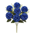 Set Of 2 Royal Blue Artificial Ball Mum Pom Pom Flower Stem Bush Bouquet 16In 16 L X 9 W X 9 Dp