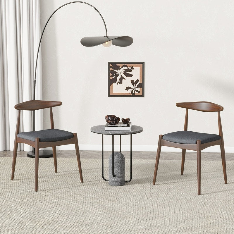 Set Of 2 Rubberwood Dining Chairs With Ergonomic Backrest Comfort Cushions