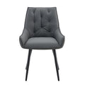 Set Of 2 Side Chair Dining Chair Kitchen Chair Leather Chair Flat Back Upholstered Chair Dark Gray Chair
