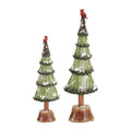 Set Of 2 Green And Brown Artificial Christmas Tree Tabletop Pieces 20.5