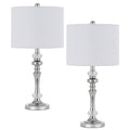 Set Of 2 Table Lamps Crystal Accent Candlestick Body White Shade