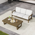 Set Of 2 Teak Wood Outdoor Patio 3 Seat Sofa With Table
