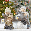 Set Of 2 Tushkas Playing In The Snow With Lanterns