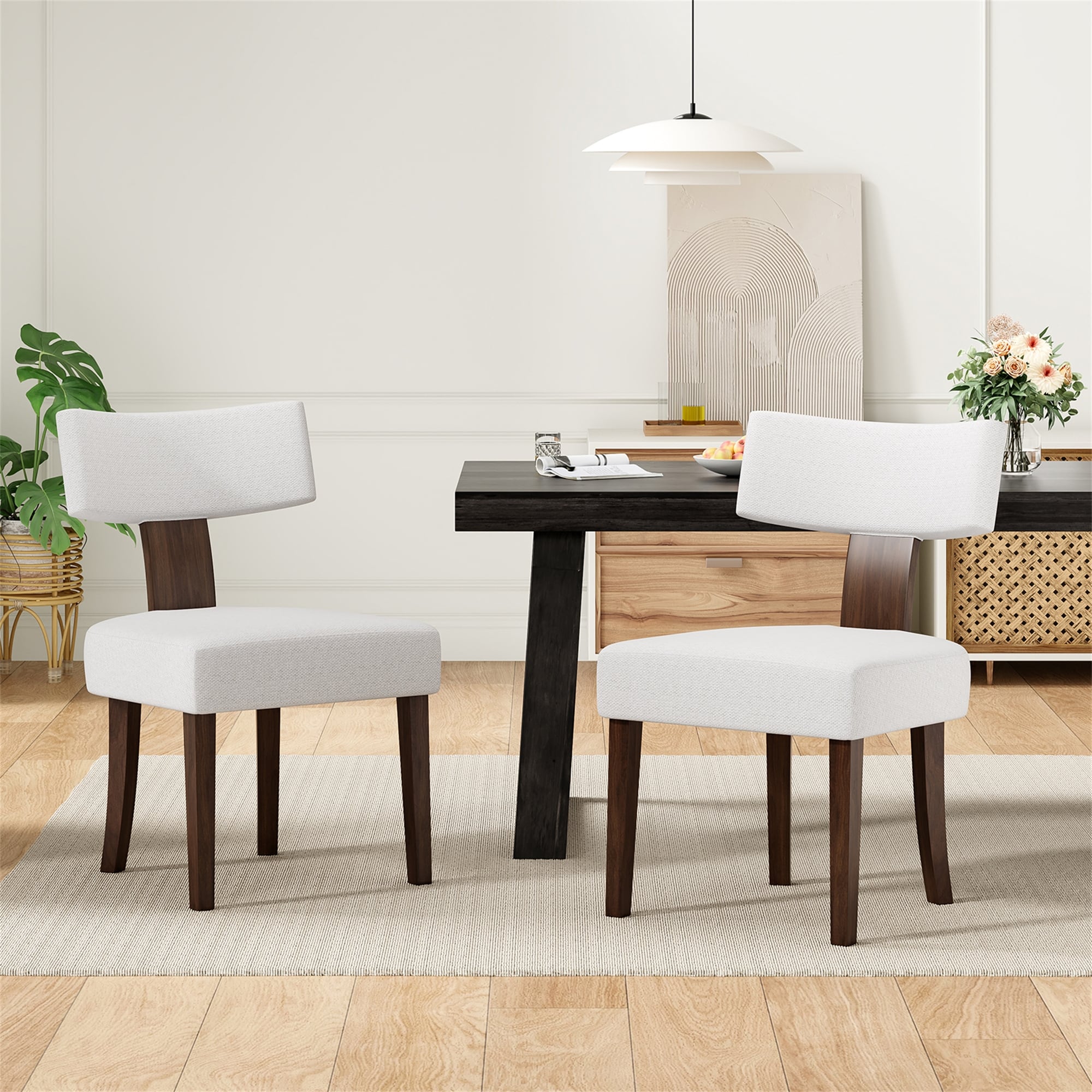 Set Of 2 Upholstered Armless Dining Table Chairs