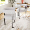 Set Of 2 Upholstered Dining Arm Chairs Boucl Fabric Accent Chairs With Metal Frame With Cushioned Seat Back