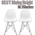2Xhome Set Of 2 White Molded Shell Designer Side Plastic Eiffel Chairs Chrome Metal Dining Room Living Conference Dsw Kitchen