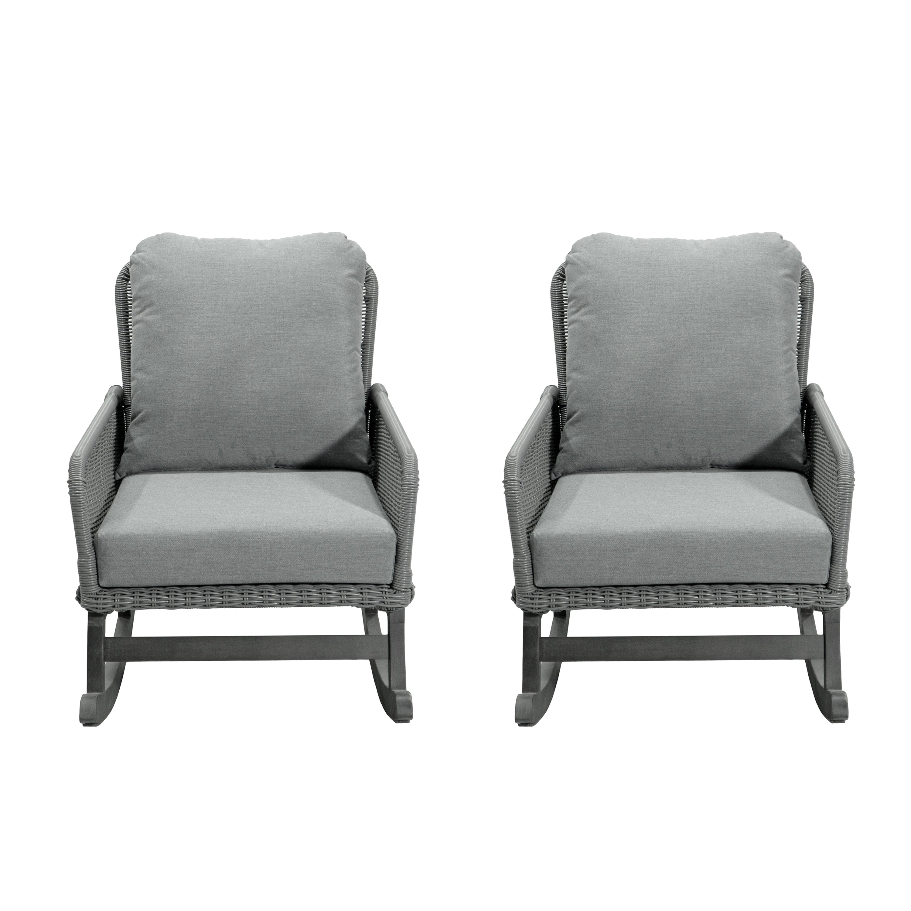 Set Of 2 Wicker Rocking Chair Side Chair Reading Chair Leisure Chair Upholstered Chair Arm Chair With Wooden Frame
