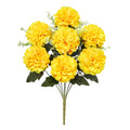 Set Of 2 Yellow Artificial Ball Mum Pom Pom Flower Stem Bush Bouquet 16In 16 L X 9 W X 9 Dp