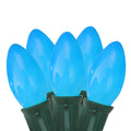 Set Of 25 Opaque Blue C9 Christmas Lights 12 Bulb Spacing 20 Awg Green Wire