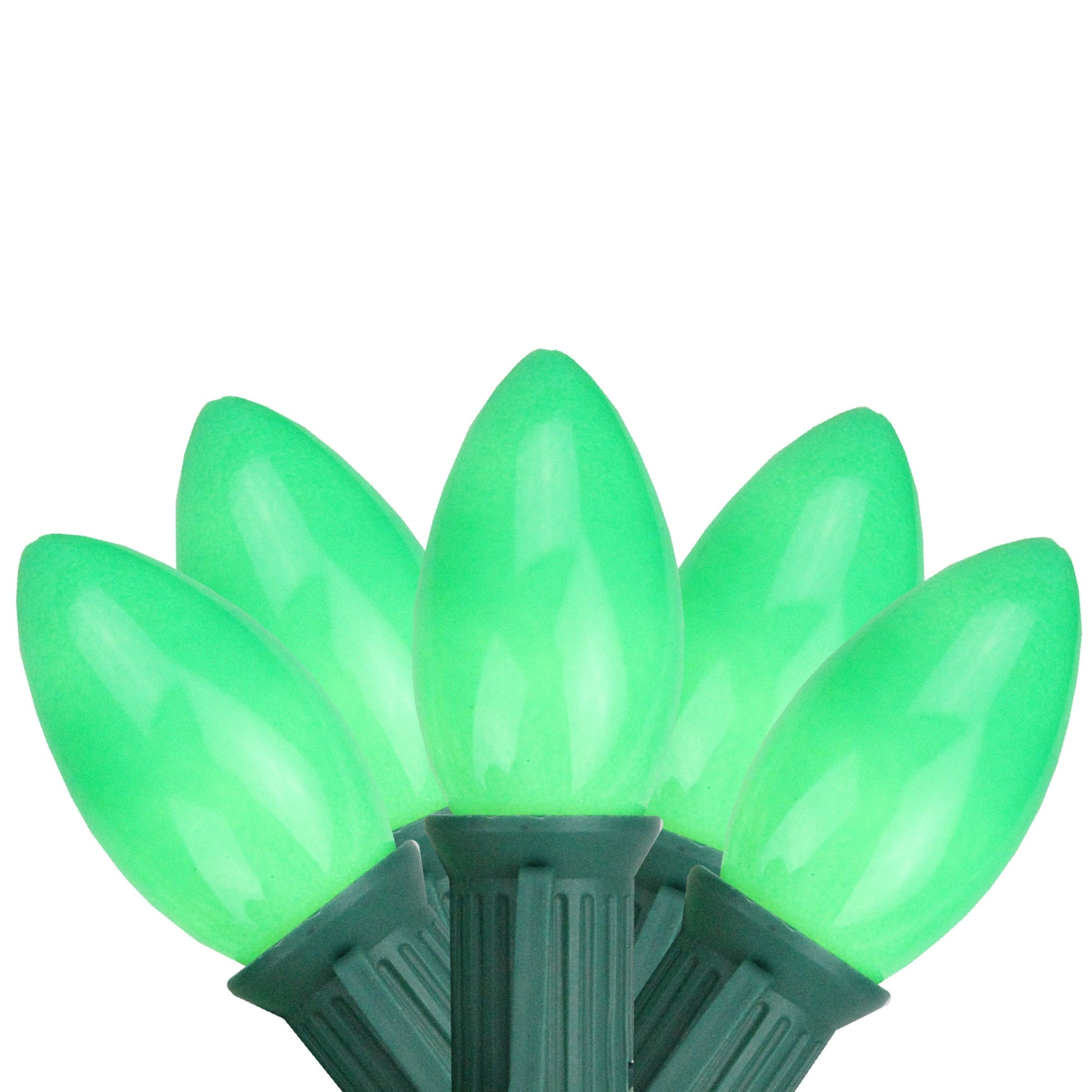 25 Count Opaque C9 Light Set 24 Green Lights Green Wire