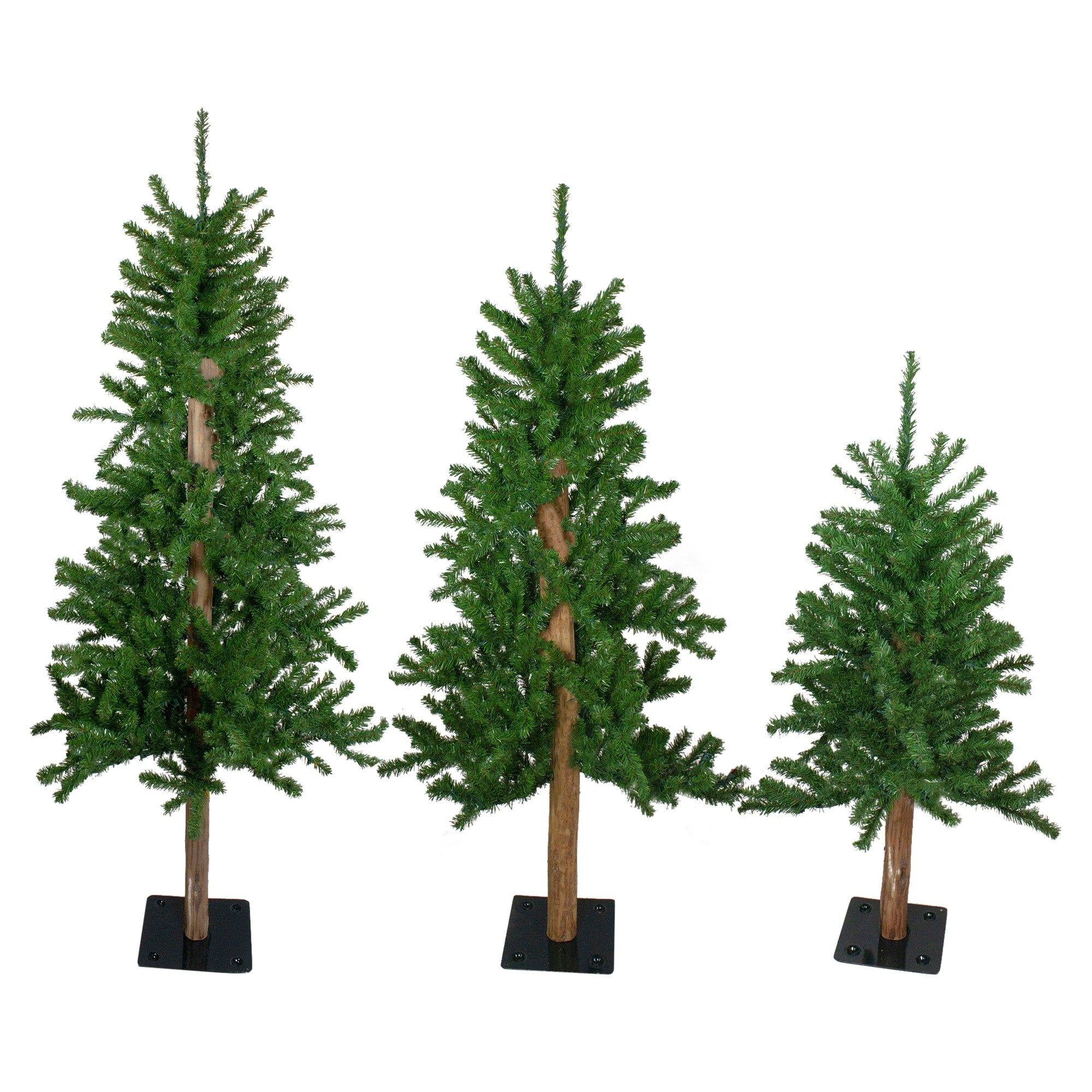 Set Of 3 Alpine Artificial Christmas Trees 3 4And 5 Unlit 5 Foot