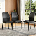 Set Of 3 Black Dining Chairs 37 Inches High Ergonomic Pu Backrest