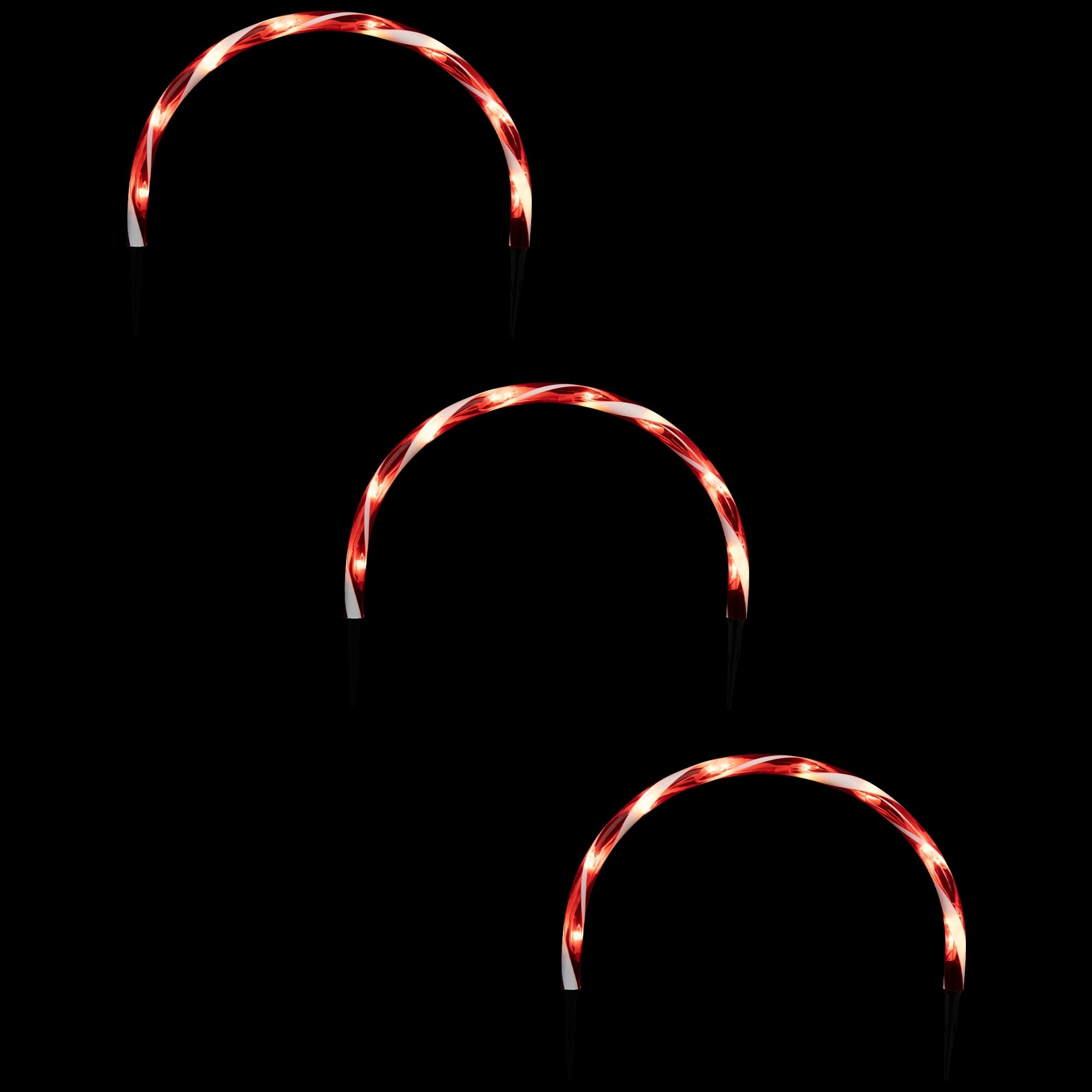Set Of 3 Candy Cane Arch Outdoor Christmas Pathway Markers