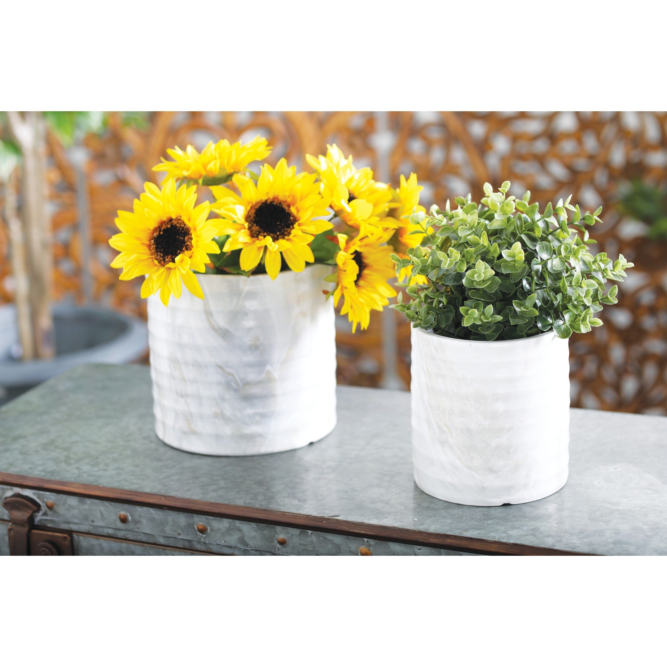 Porcelain Coastal Planter Set Of 3