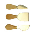 Set Of 3 Golden Cheese Knives With Bamboo Handle 5 X 2 N A