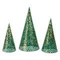 Set Of 3 Green And Gold Christmas Tabletop Cone Trees 16