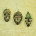 Handmade Set Of 3 Sese Wood Three Wise Men Ornaments Ghana