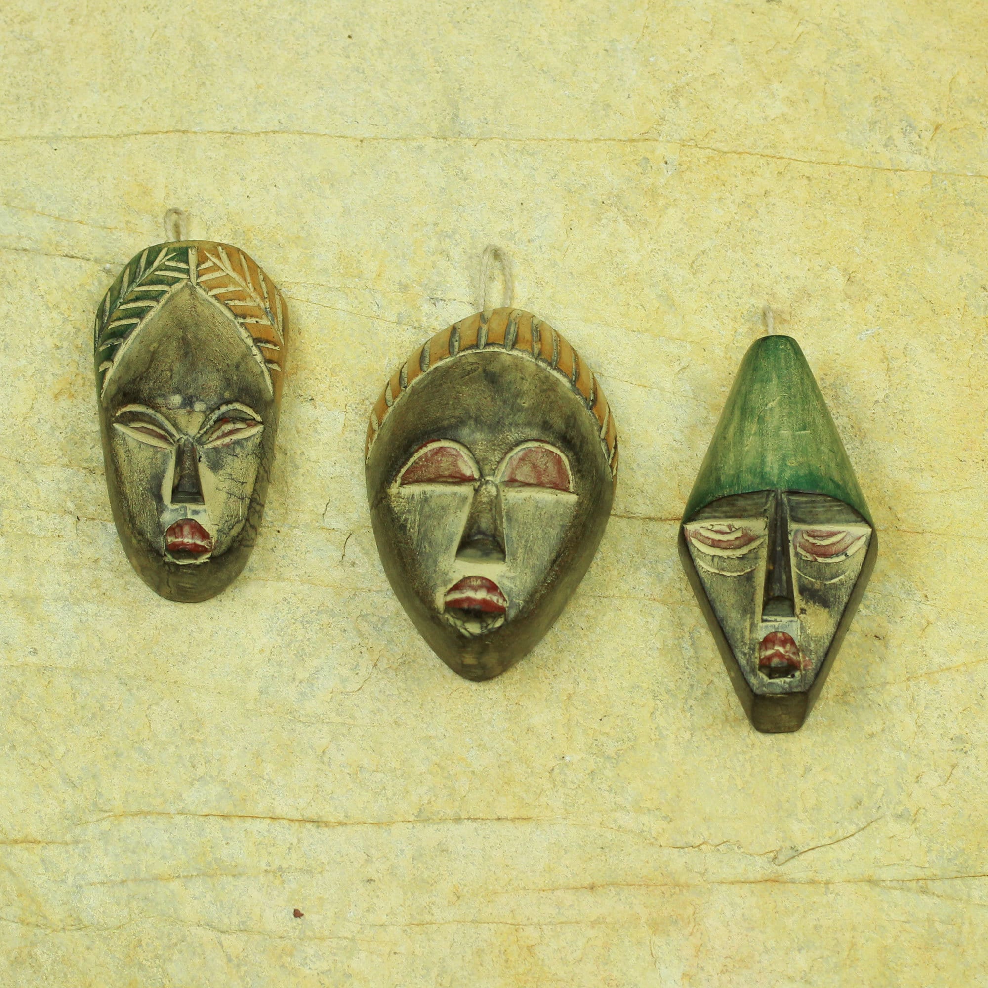 Handmade Set Of 3 Sese Wood Three Wise Men Ornaments Ghana