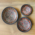 Set Of 3 Handcrafted Wadang Wood Javanese Vines Batik Centerpieces Indonesia