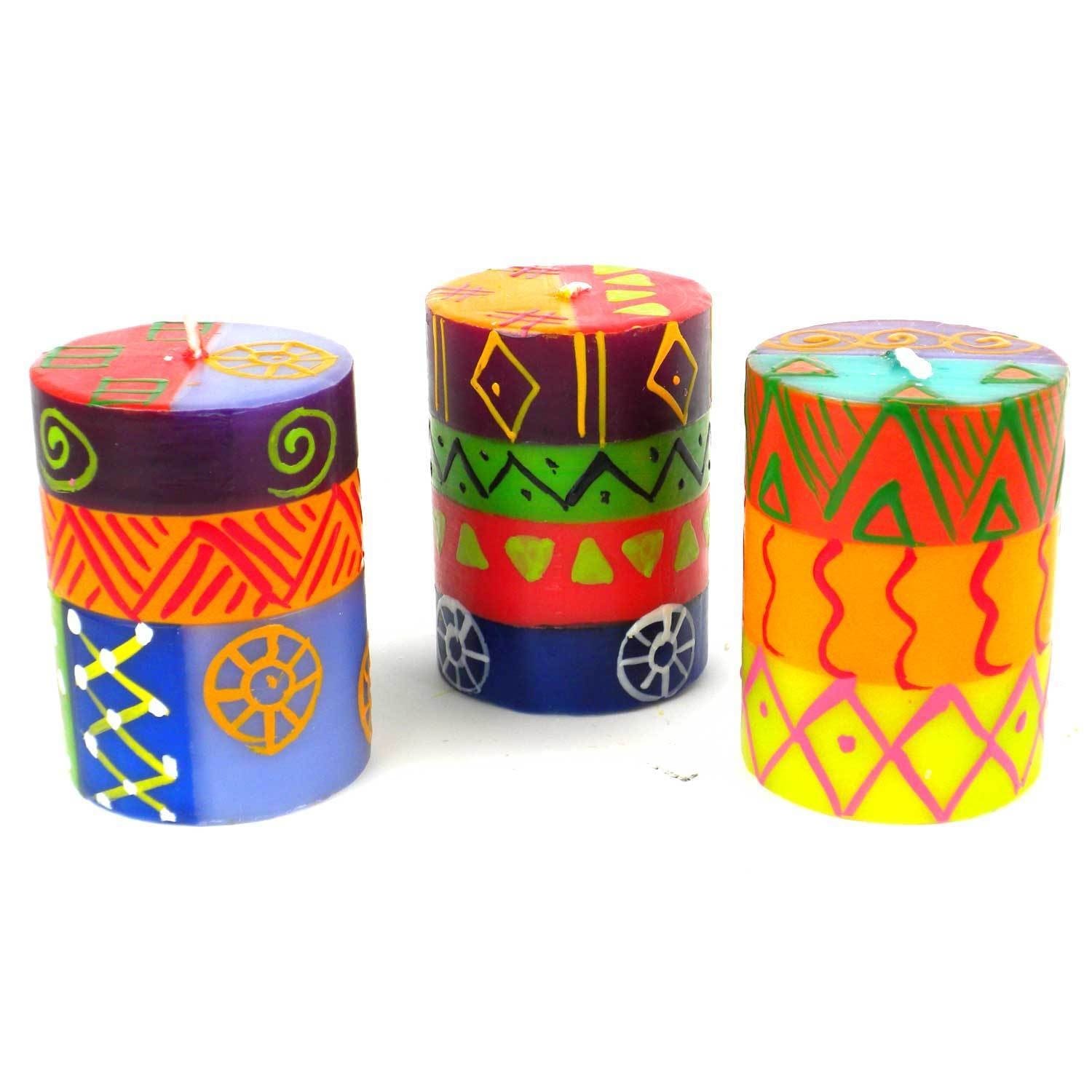 Set Of 3 Handmade Shahida Design Mini Pillar Candles With Giftbox South Africa