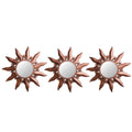Set Of 3 Mayan Sunburst Matte Copper Round Mini Mirrors 9.5 Brown