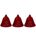 Set Of 3 Musical Lighted Red Bells Christmas Decorations 6.5 Inches