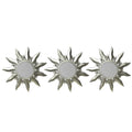 Set Of 3 Mayan Sunburst Matte Silver Round Mirrors 9.5 Grey